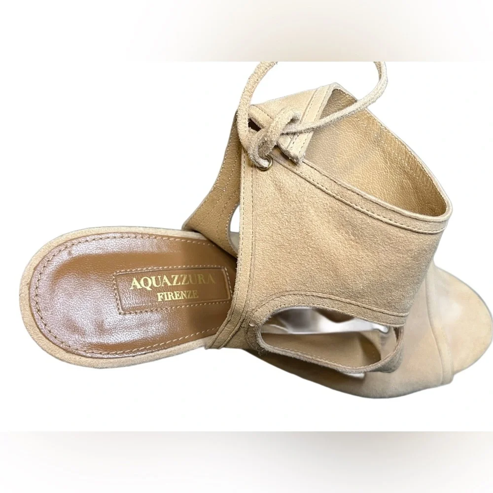 Aquaazzura Women’s Tan lace up Leather High Heels 37.5 EUC - Picture 6 of 11